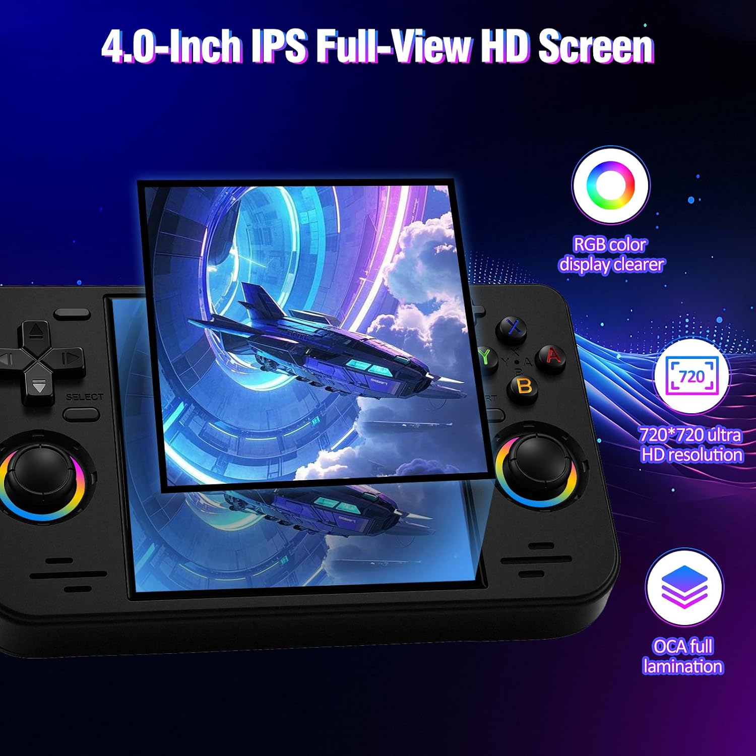 RF40H Handheld Game Console, 4.0" Retro Gaming Console Preloaded 20,000+ Classic Games, Open Source Linux System, Support WiFi Online Play, Portable Pocket Hand Held Video Game (Black) - Image 4