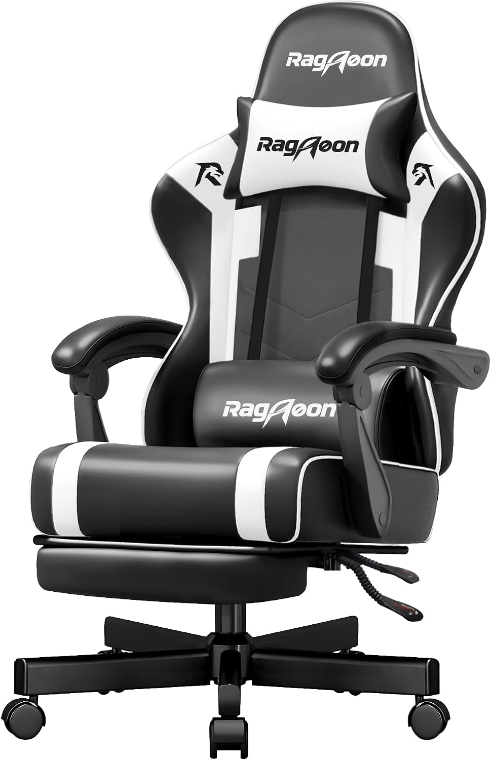Video Gaming Chair for Adults with Footrest,Ergonomic PC Chair,Arctic White