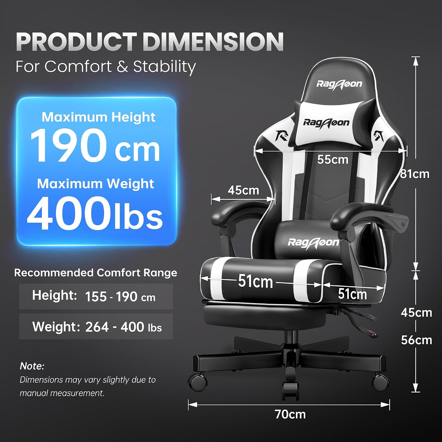 Video Gaming Chair for Adults with Footrest,Ergonomic PC Chair,Arctic White - Image 3