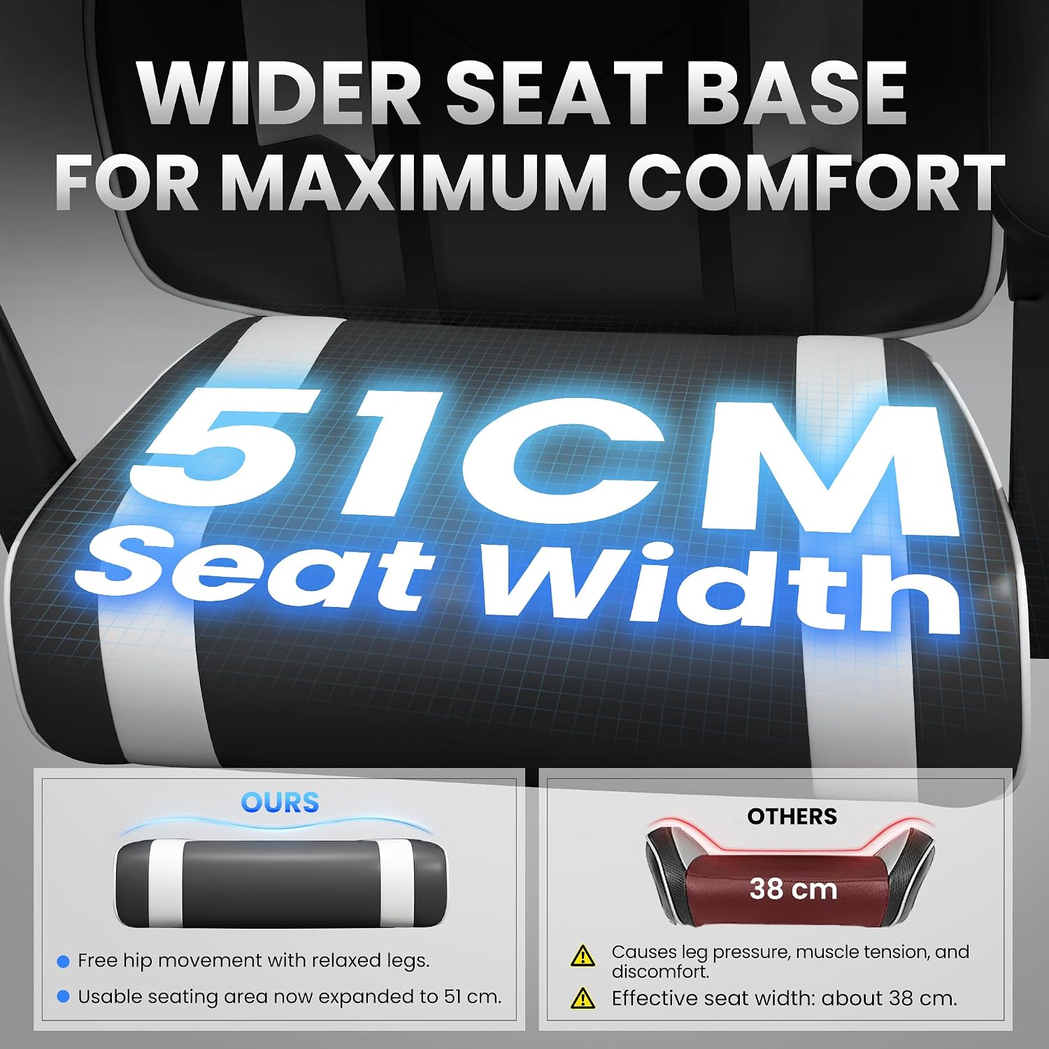 Video Gaming Chair for Adults with Footrest,Ergonomic PC Chair,Arctic White - Image 5